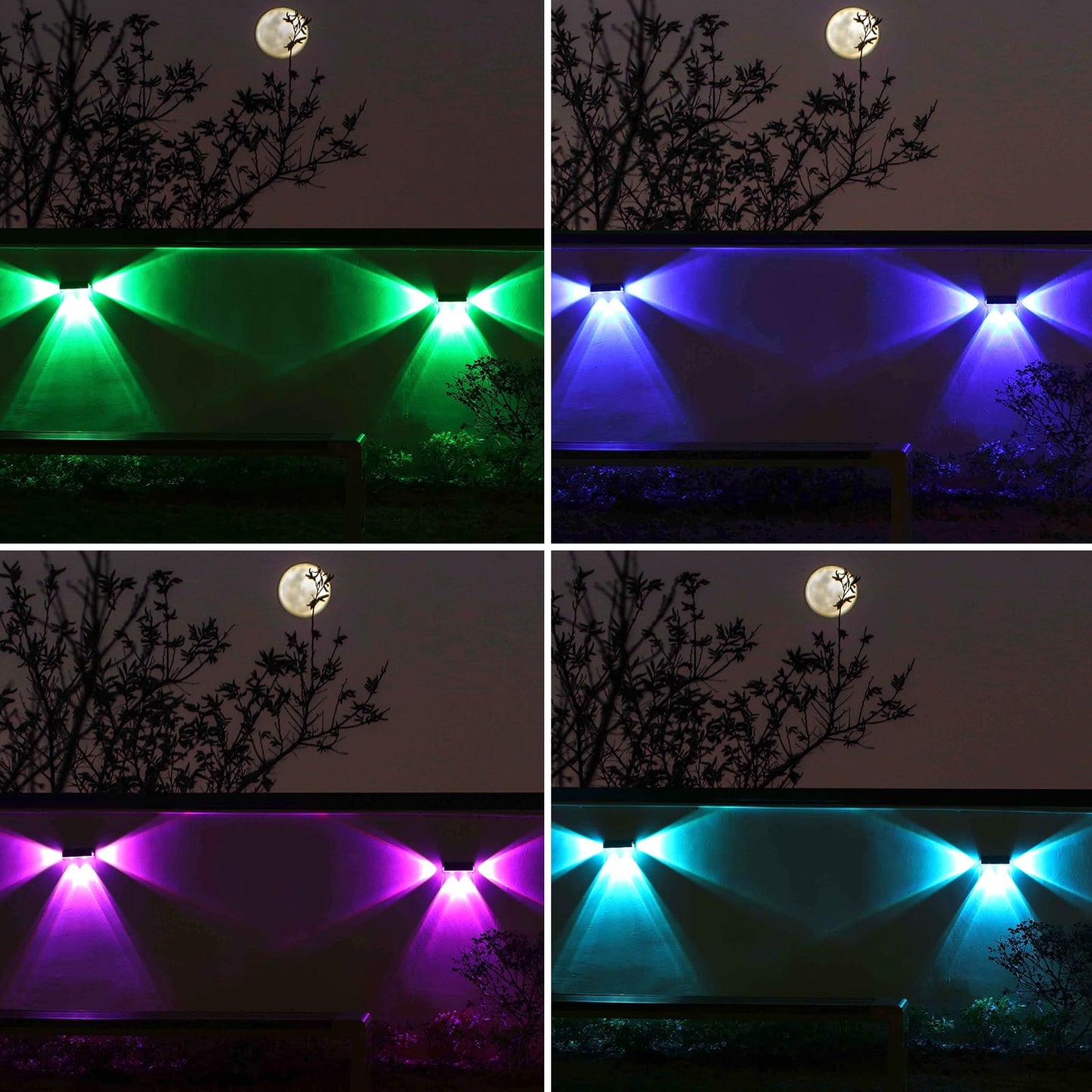 Nibuuecer Solar Fence Lights 9 Colors&11 Lighting Modes Fence Solar Light Outdoor Waterproof Ip65  3-Side Lighting Led Deck Lights For Outside Wall Backyard Step Patio Garden 4 Pack