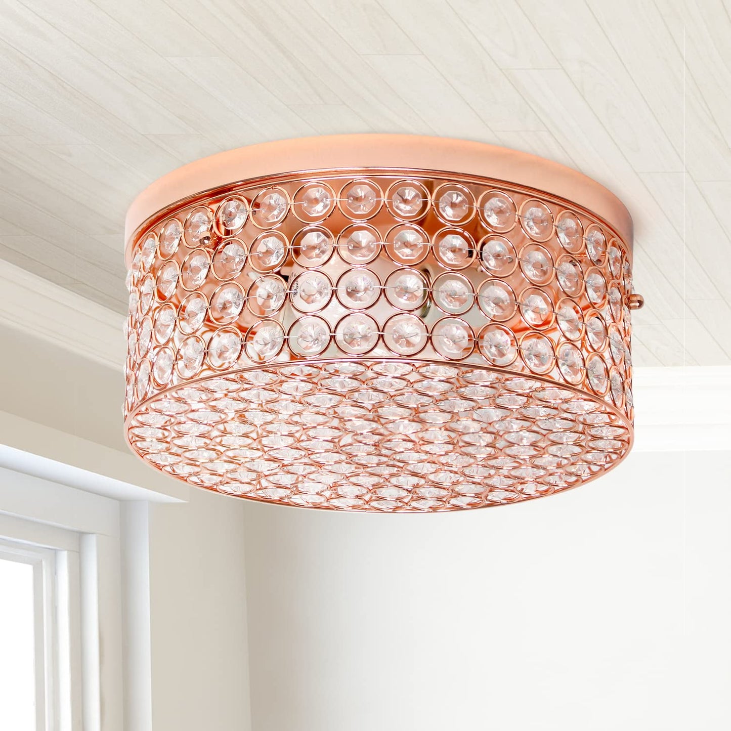 Lalia Home 2 Light Flush Mount Light Fixture, 12 Inch, Metal, Rose Gold, Model LHM-2003-RG