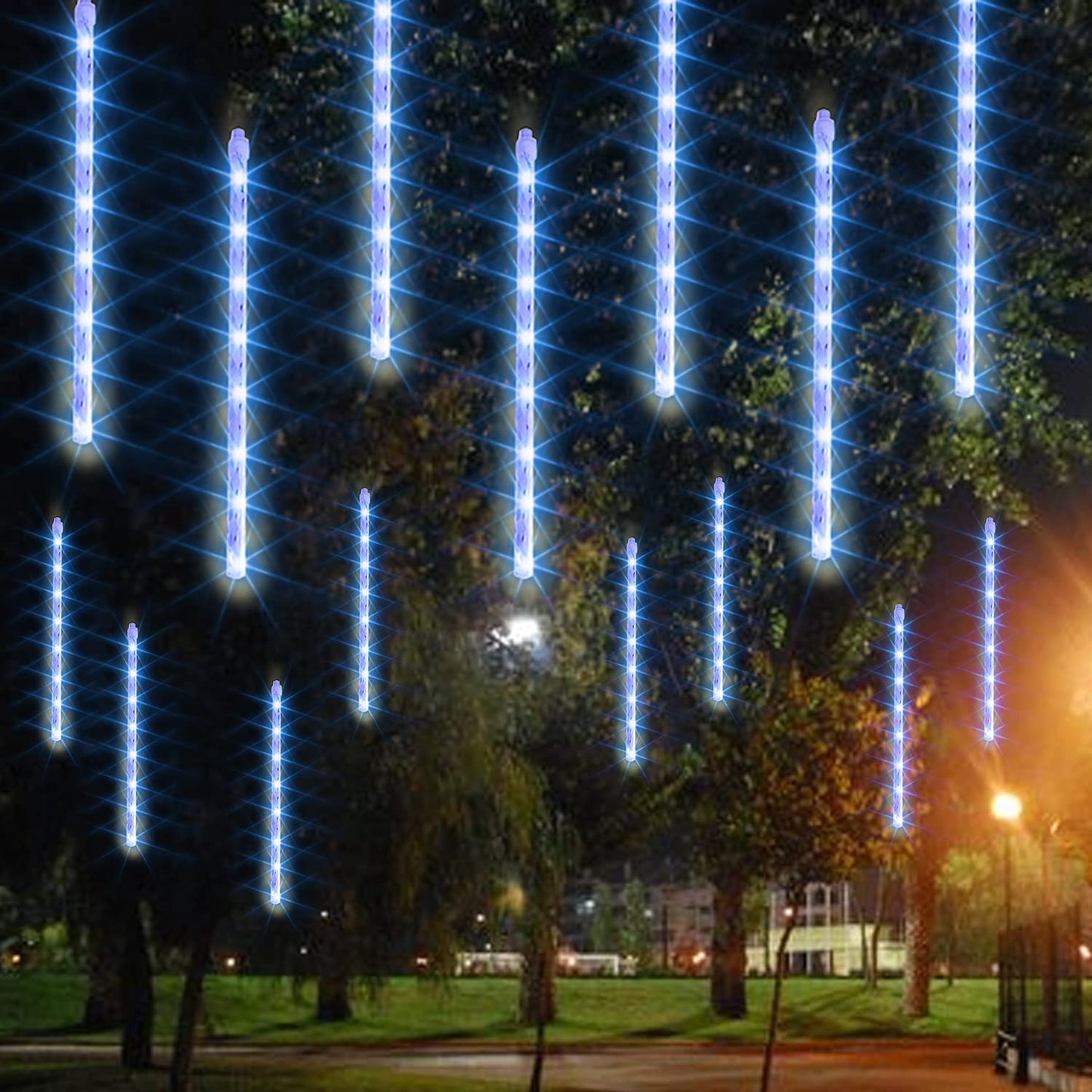 Dazzle Bright Meteor Shower Christmas Lights, 864 Led, Waterproof Blue, 11.8 Inch Tubes, Model Hb-300Coi For Trees & Yards