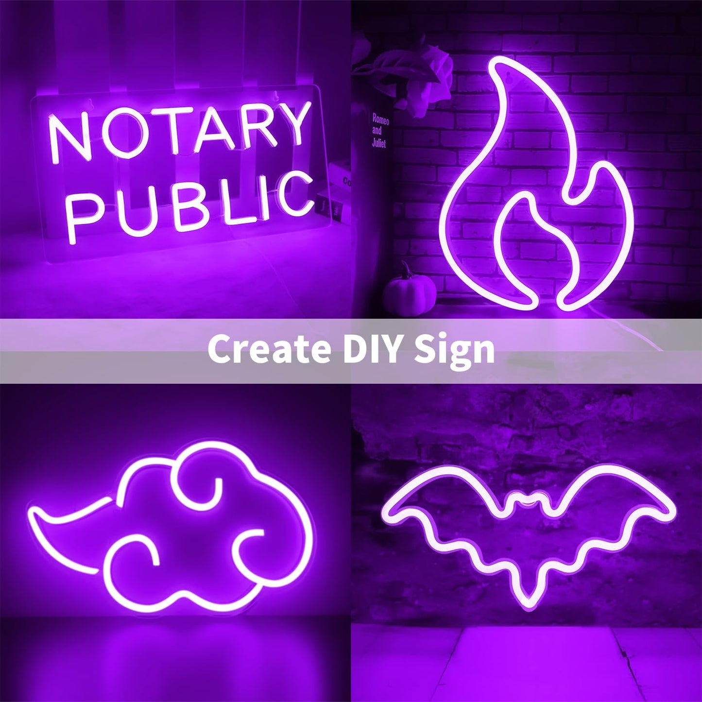 iNextStation LED Strip Lights, 16.4FT Waterproof Silicone Neon Rope, Purple with Power Adapter for Bedroom Decor