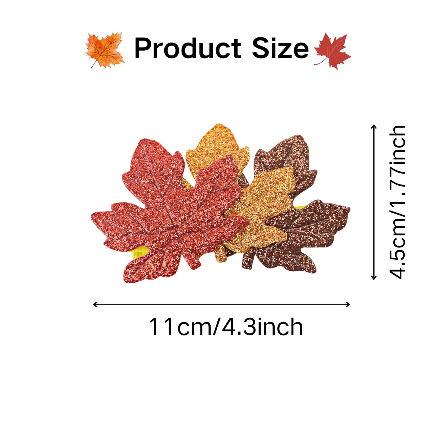 Fall Hair Clips for Women Girls Glitter Maple Leaf Hair Accessories Autumn Cute Barrettes Thanksgiving Orange Gold Leaves Hairpi
