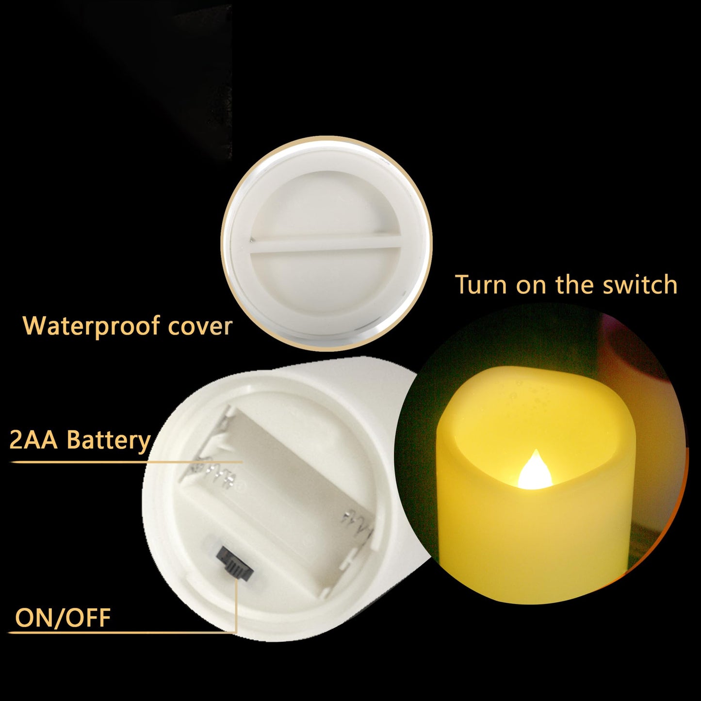 Waterproof Outdoor Battery Operated Flameless Candles with Auto Timer Flickering Plastic Resin Electric LED Pillar Lights for Lantern Patio Garden Wedding Party Decorations 3x3 Inches 6 Pack White