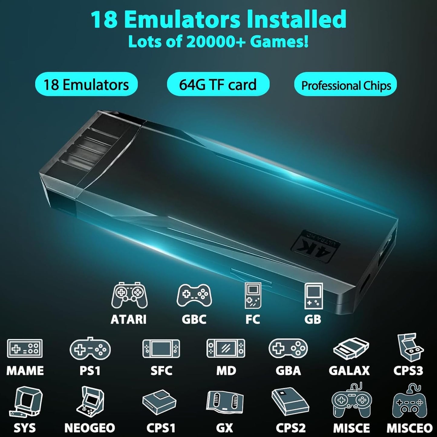 Retro Gaming Console,Vide Game Consoles with 4K HDMI,18 Classic Emulators,Plug and Play,20000+ Games Built-in Classic Video Games