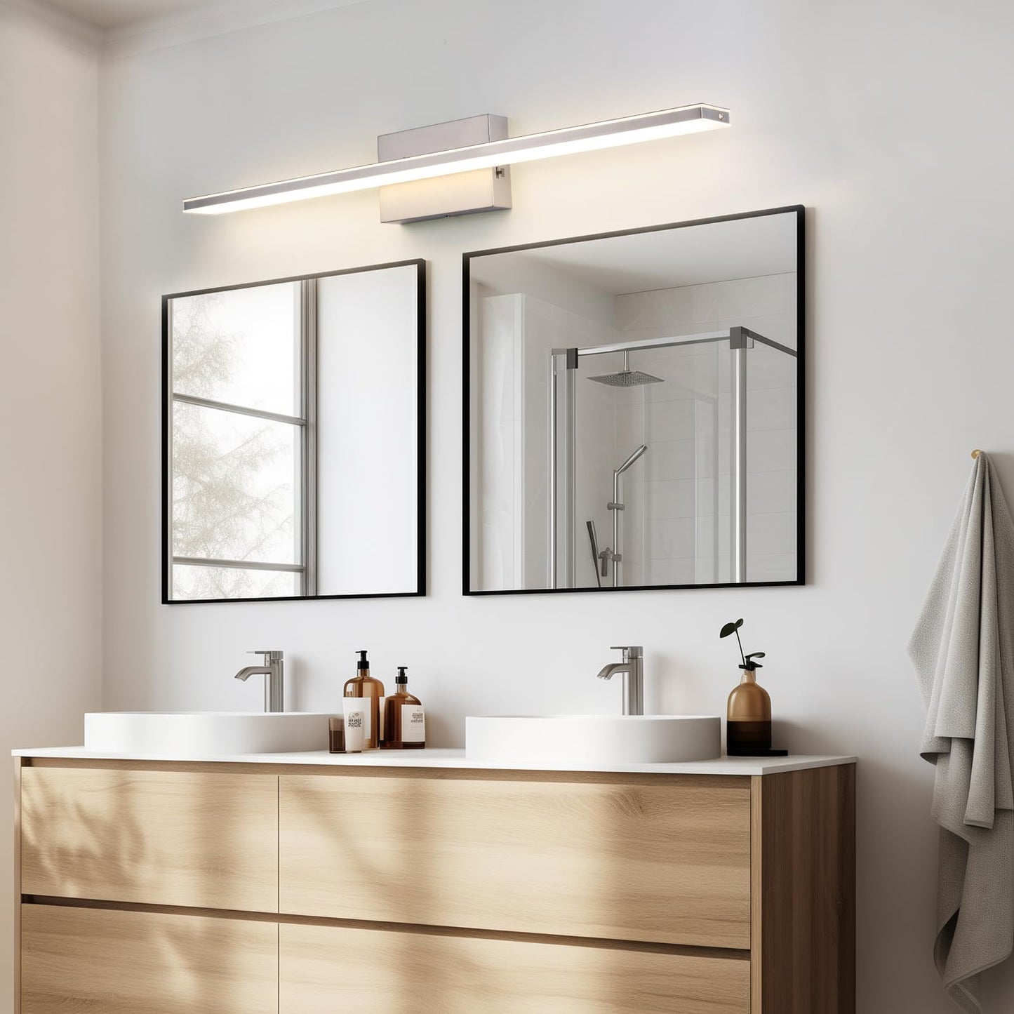 BRIVOLART LED Vanity Light - 24W, 5CCT Dimmable, 31.5 Inch, Brushed Nickel, Model 6420
