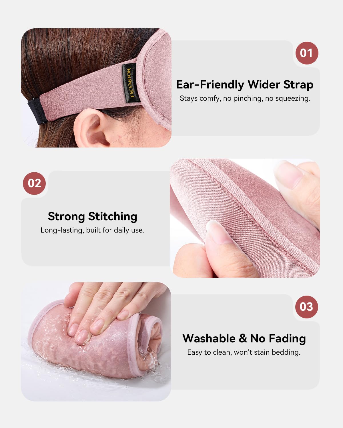 3D Weighted Sleep Mask for Women: 100% Light Blocking - Night Shift Nurse Essentials, Road Trip Travel & Long Flight, College Dorm Essentials for Girls - Lash-Friendly, Zero Eye Pressure, Pink