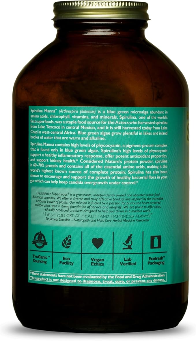HealthForce SuperFoods Spirulina Manna - Powder - 16 Oz