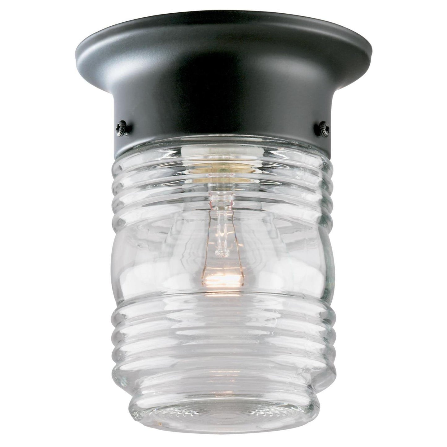 Westinghouse One-Light Jelly Jar Porch Light, Matte Black, Glass, Model 66919-00