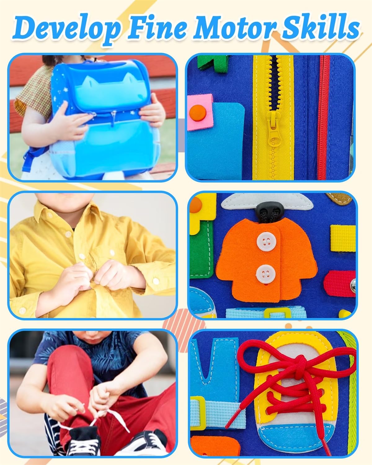 Exorany Busy Board Montessori Toys for Toddler Boys & Girls Birthday Gifts, Sensory Toys for Toddlers, Educational Travel Preschool Toddler Activities Learning Fine Motor Skills