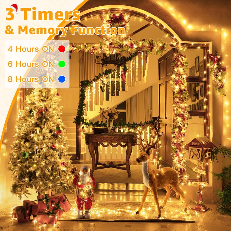Ollny 800Led Warm White Outdoor Christmas Lights, Waterproof Dimmable Fairy Lights With Remote, Model Hg-29V802C