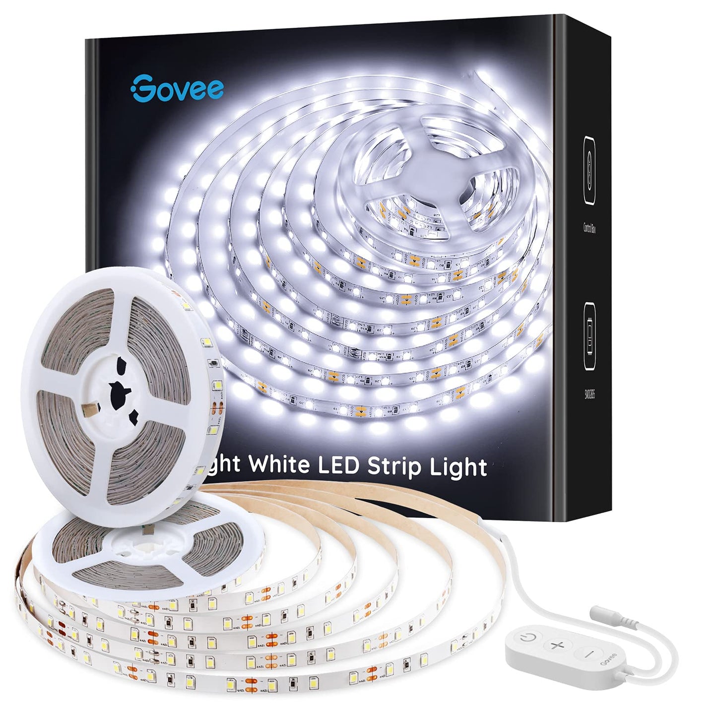 Govee LED Strip Lights, 32.8ft Dimmable White Light, 600 LEDs, Model H6187, Plastic Material, Daylight White