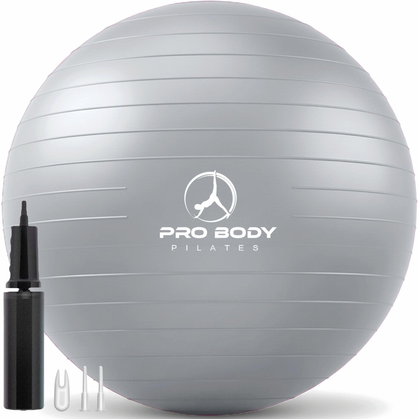 ProBody Pilates Exercise Ball - Multiple Sizes Gym Grade Balance Ball for Fitness, Workout, Pregnancy & Physical Therapy, Stability Yoga Ball Chair (Silver, 45 cm)