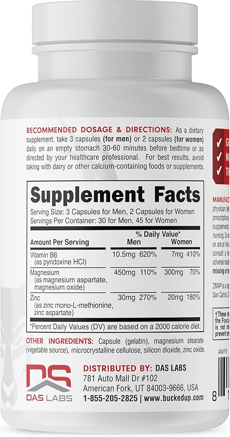 Bucked Up ZMA Capsules, Anabolic Mineral Support - Bucked Up Essentials (30-45 Servings, 90 Capsules)