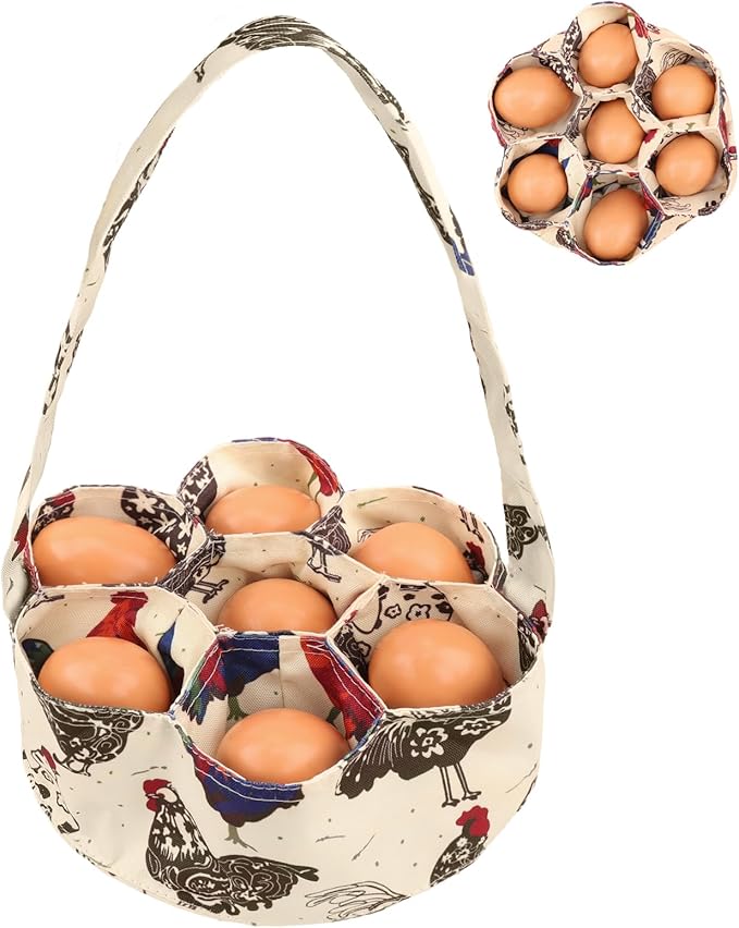 Egg Bags Hossmily Egg Basket Mini Egg Collecting Basket Egg Gathering Basket with 7 Pouches for Farmhouse Chicken Hen Duck Goose Housewife Garden Transporting Storage- 1 Pack