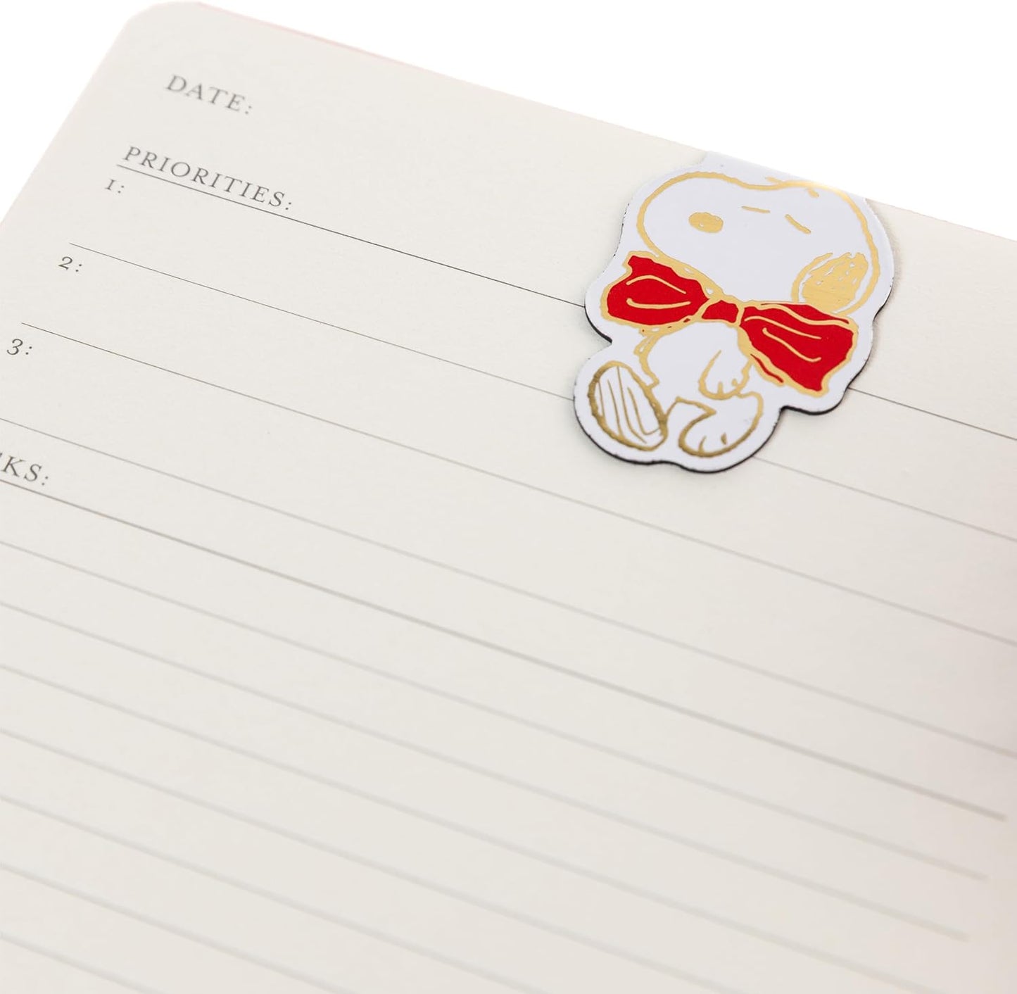 Peanuts Daily Planner by Graphique Luxe Collection, Fabric-Wrapped Hardcover Spiral Notebook, Priority List Journal with Magnetic Bookmarks & Gold Foil Embossing,192 Pages, 6” x 8”
