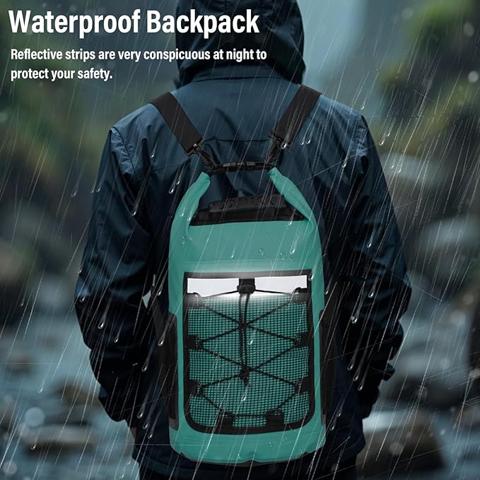 Pimoys Dry Bag, 25L Waterproof Backpack, Dry Bags Kayak for Women Men, Roll Top Outdoor Travel Bag for Boating, Kayaking, Fishing, Hiking, Rafting