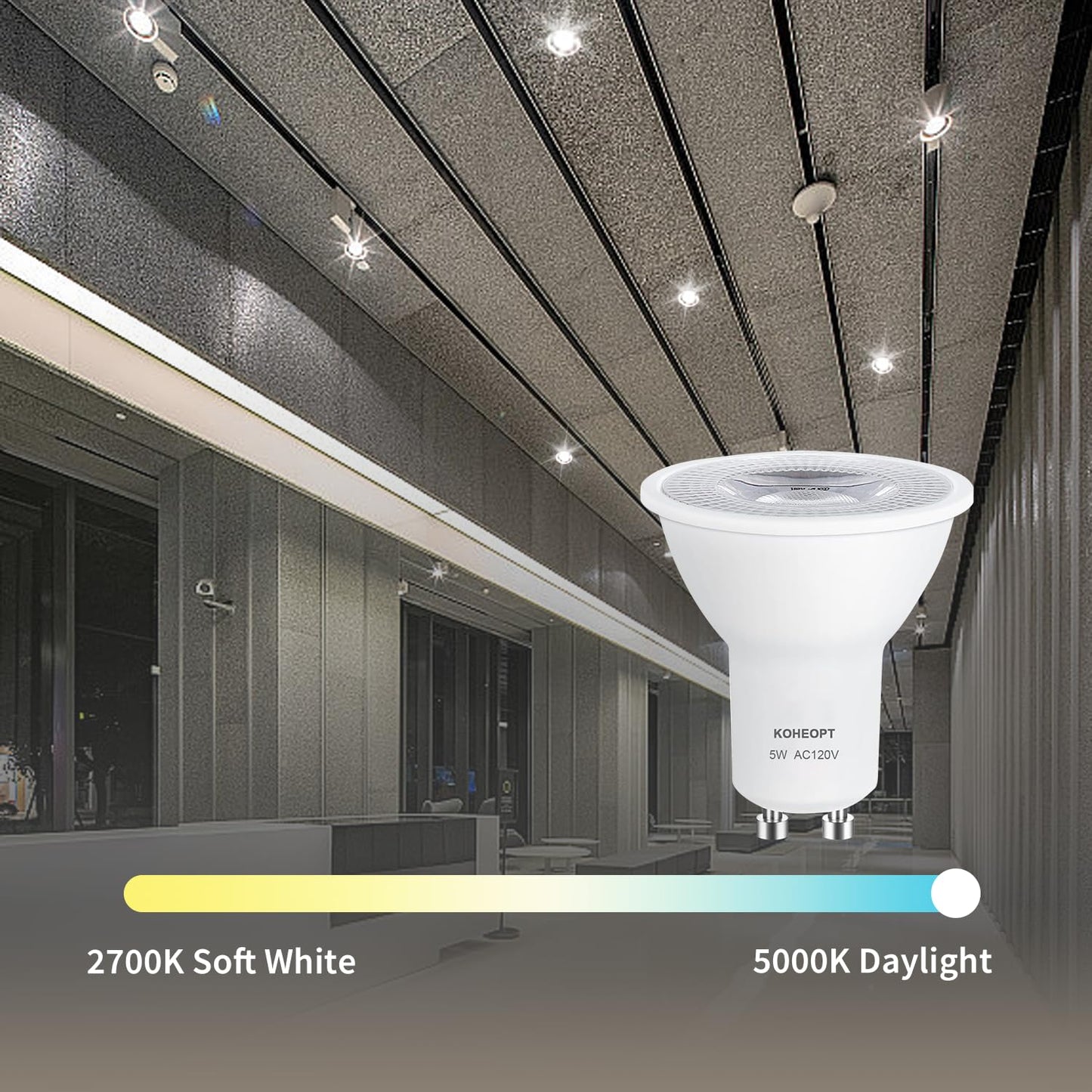 Koheopt Gu10 Led Light Bulb 5W  (2 Pack) 5000K Dimmable Daylight Gu10 Bulb 500Lm Replacement For Track Lighting  50W Equivalent Halogen Bulbs  Led Bulbs For Living Room  Kitchen Range Hood  Bathroom
