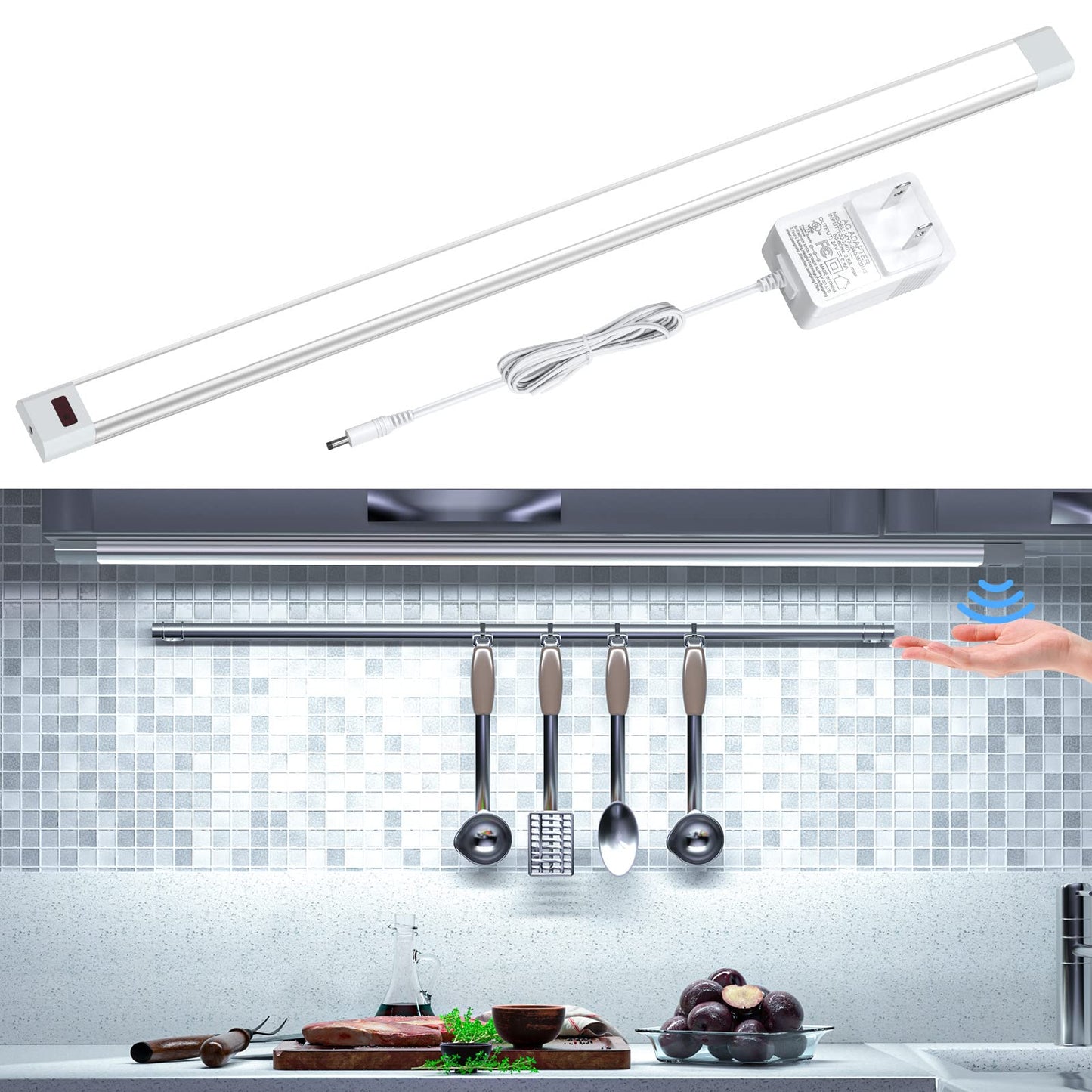 WOBANE Under Counter LED Light Bar, 24 inch Dimmable, Aluminum, Silver & White (6000K), Model CL15-6000