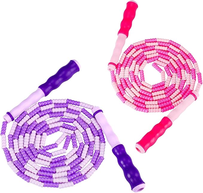 Zocy 2 Pack Jump Rope for Fitness Exercise Equipment, Tangle-Free Rope Skipping with Soft Beaded Segment, Premium Adjustab...