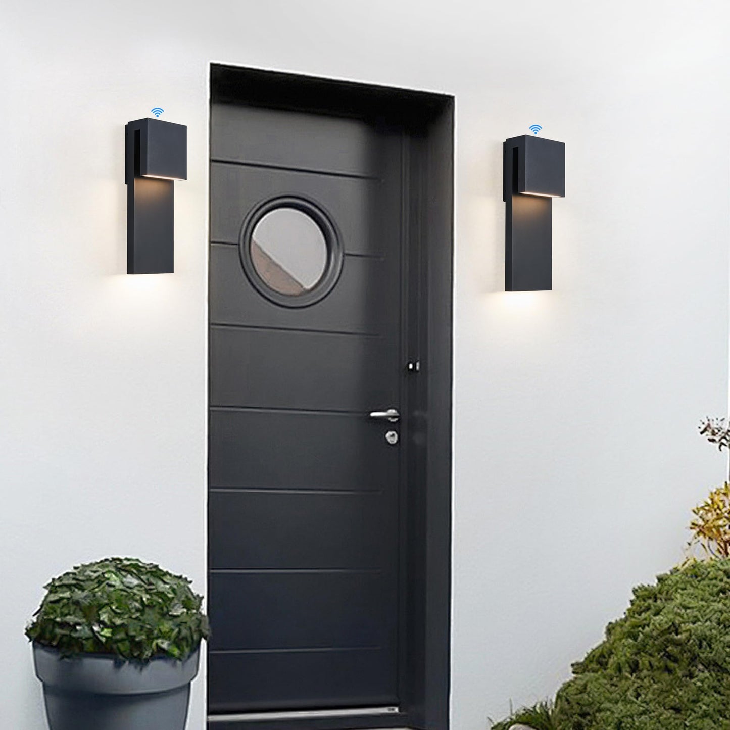Tarentlight Dusk To Dawn Outdoor Lighting Fixture Wall Mount Modern Integrated Led 2-Light 17W  Exterior Sensor Front Porch Light Textured Black Anti Rust Outside Wall Lights For House Doorway Garage