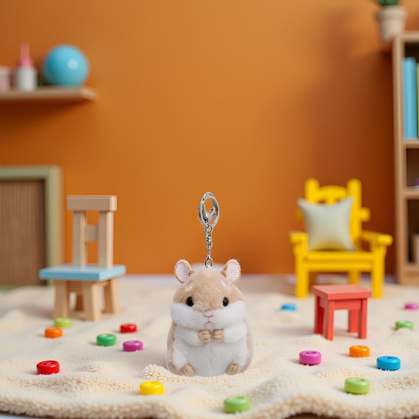 Jowxsx Cute Khaki Plush Hamster Keychain Plush Toy Keychain Charms Wallet Backpack Handbag Charms Automobile Keychains Automotive Trim Women's Key Rings and Keychains Automobile