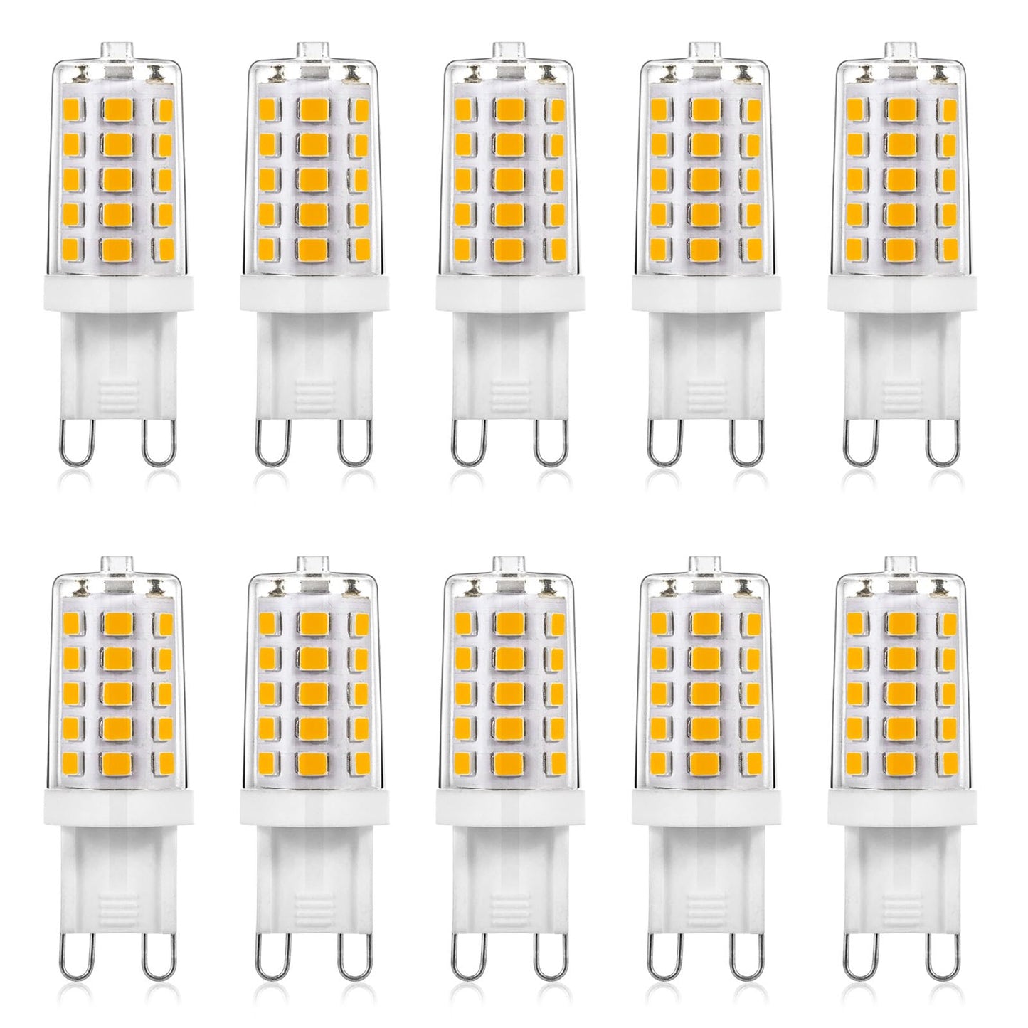 Joutameili 10 Pack G9 LED Bulb Soft Warm White 2700K 4W Equivalent 40 Watt, No Flicker LED G9 Bulb, T4 Halogen Light Lamp Replac
