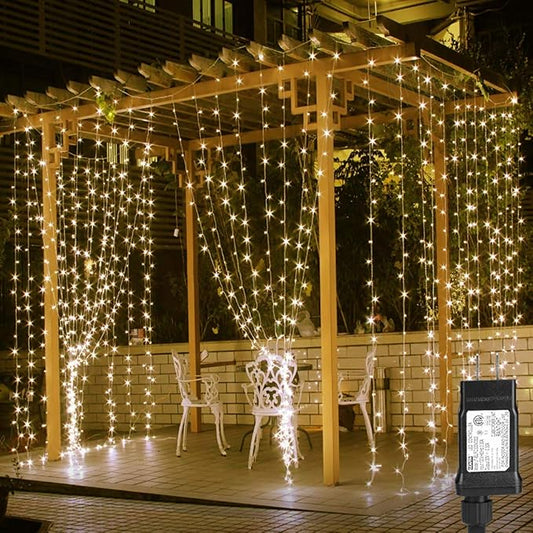 Lighting EVER 594 LED Curtain Lights, 20 x 10 ft Plug in Hanging Fairy String Lights, Wedding Party Backdrop Lights, Twink...