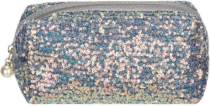 HomeSoGood Glitter Sequin Cosmetic Bag Portable Zipper Shine Makeup Zipper Bag Handbag Toiletry Bag Handbag Organizer Bag ...