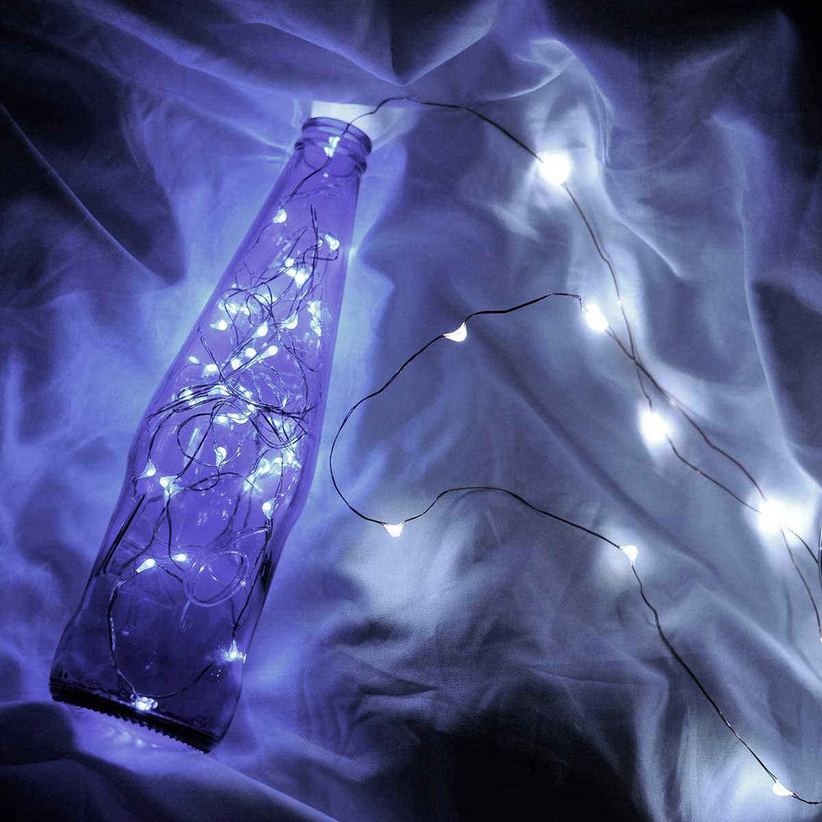 Ariceleo LED Fairy Lights, Battery Operated Copper Wire, 5m/16ft, Cool White, Model MRSXD-W-5M-1, Ideal for Bedroom, Christmas, Wedding