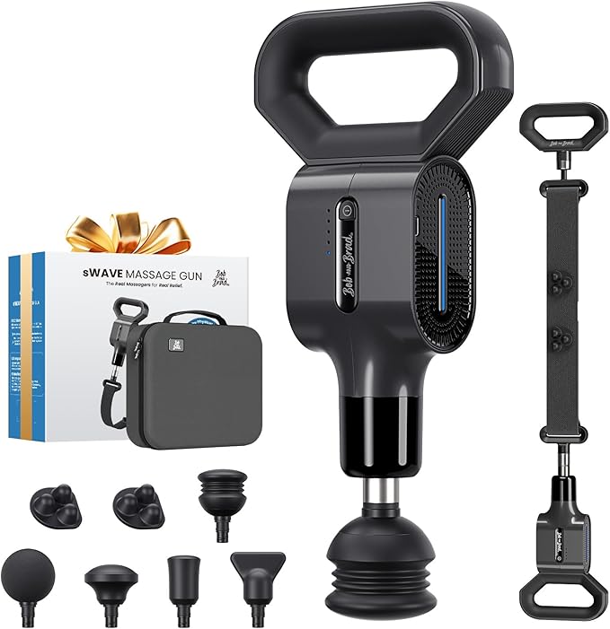 BOB AND BRAD Massage Gun with Massage Strap for Hard to Reach - Dual-Mode Percussion & Compression Massager for Muscle Rec...
