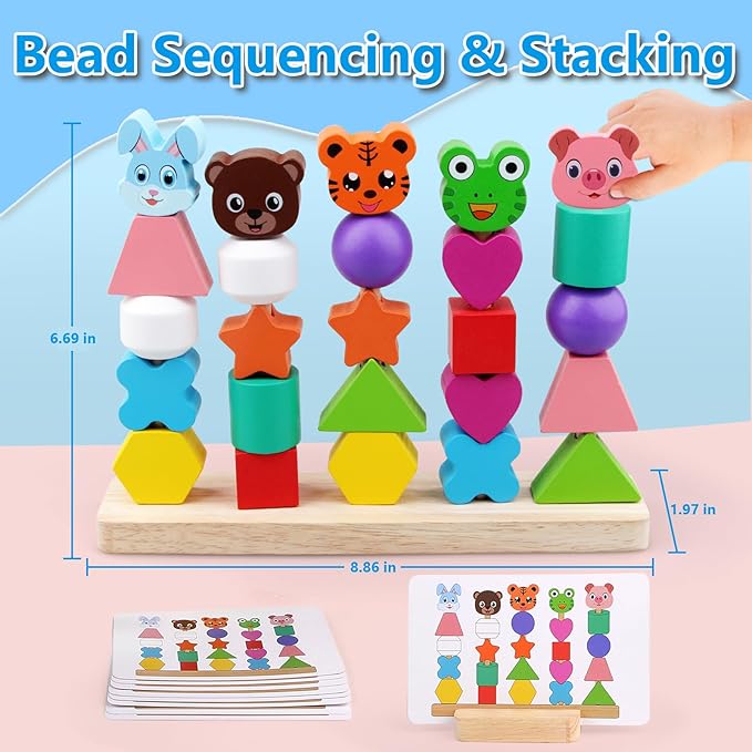 Montessori Toddler Game Toys for Boys Girls 2 3 4 Years Old, Cute Animal Vivid Colors Shape Sorting & Stacking Early Learning Educational Toys for Halloween Thanks Giving