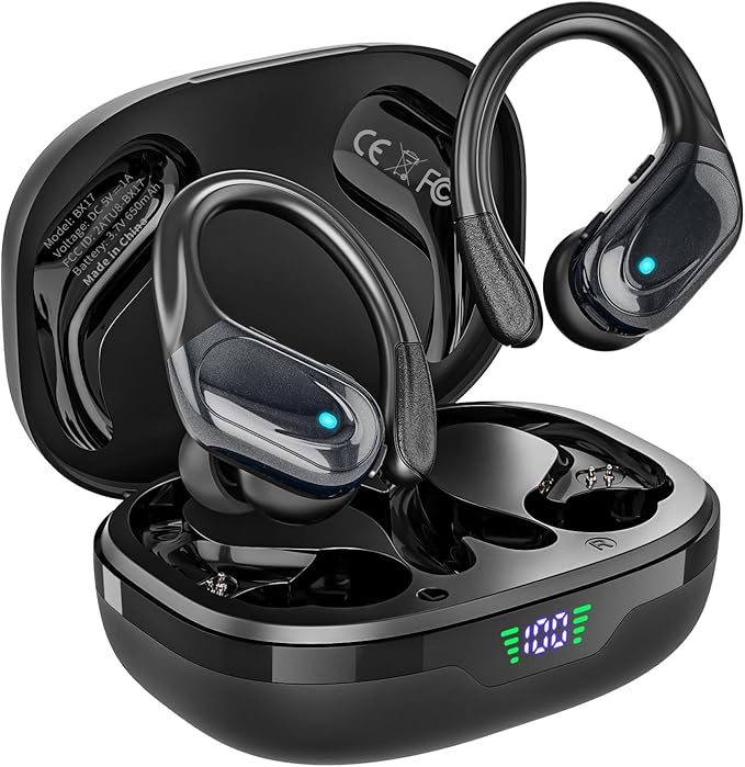 HAOYUYAN Wireless Earbuds, Sports Bluetooth Headphones, 80Hrs Playtime Ear Buds with LED Power Display, Noise Canceling He...