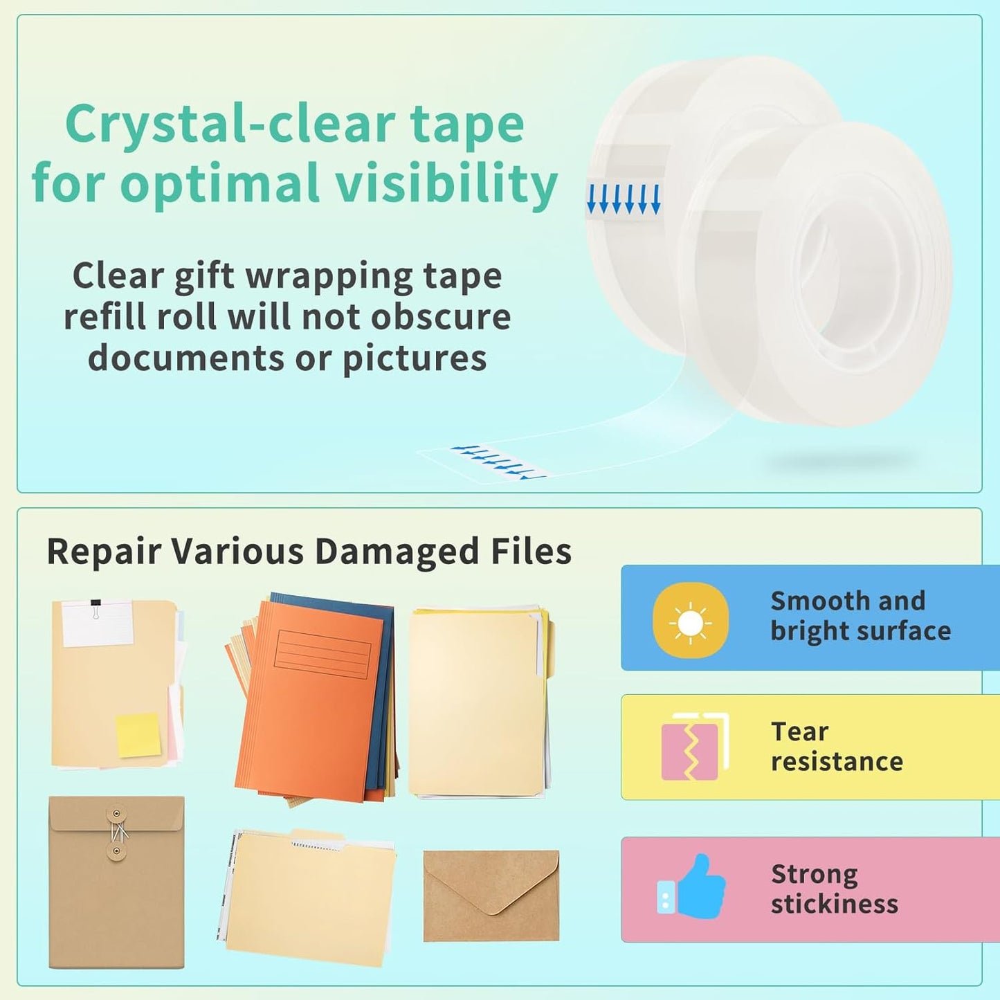 OWLKELA 4 Rolls Transparent Tape Refills, Clear Tape, All-Purpose Transparent Glossy Tape for Office, Home, School
