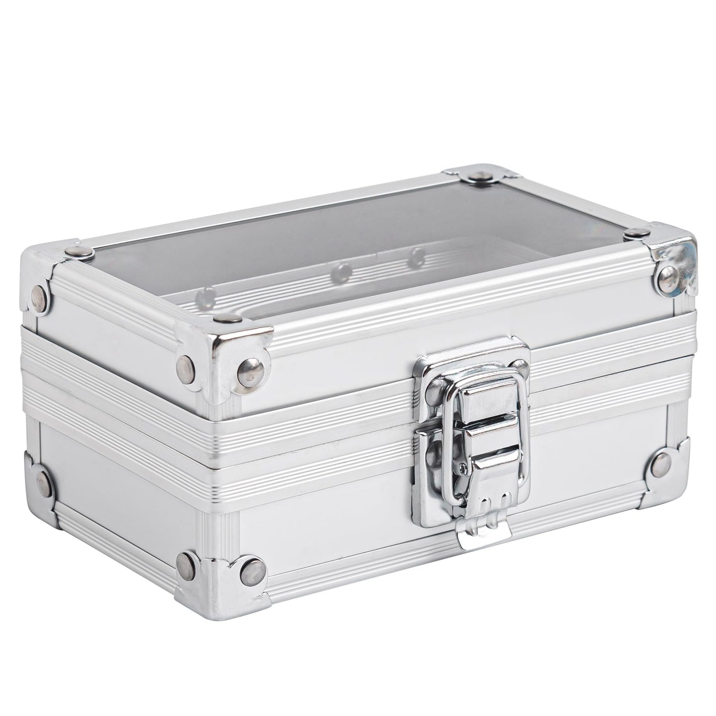 Framendino, 50 Holes Nail Drill Bit Holder Case Polishing Heads Organizer for Salon Grinding Head Silver