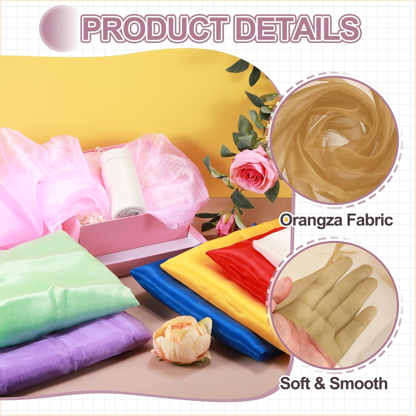 MECCANIXITY Iridescent Sheer Organza Fabric, 10 Yards x 59 Inches Solid Holographic Shiny Fabric Organza Cloth for Wedding, Curtains, Costume, Photo Background, Light Brown