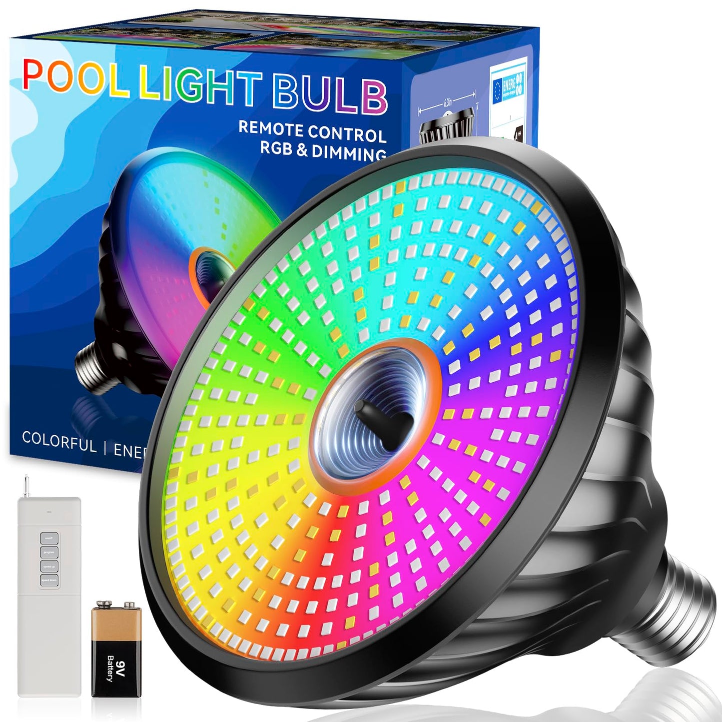 MORSEN LED Pool Lights for Inground Pool, 90W Color Changing Bulb, Remote Control, Waterproof, Blue, E26/E27 Replacement