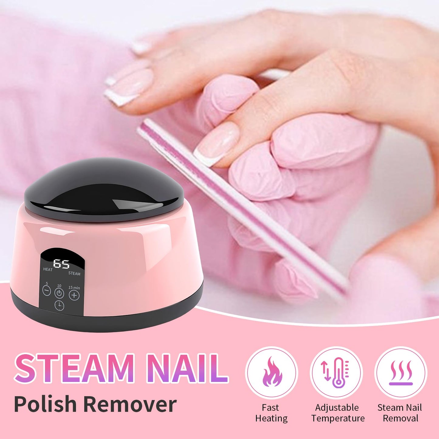 ANGNYA Electric Nail Soaking Bowl, Adjustable Temperature Gel Nail Polish Remover Machine Automatic Quick Remove Gel Steam Soak