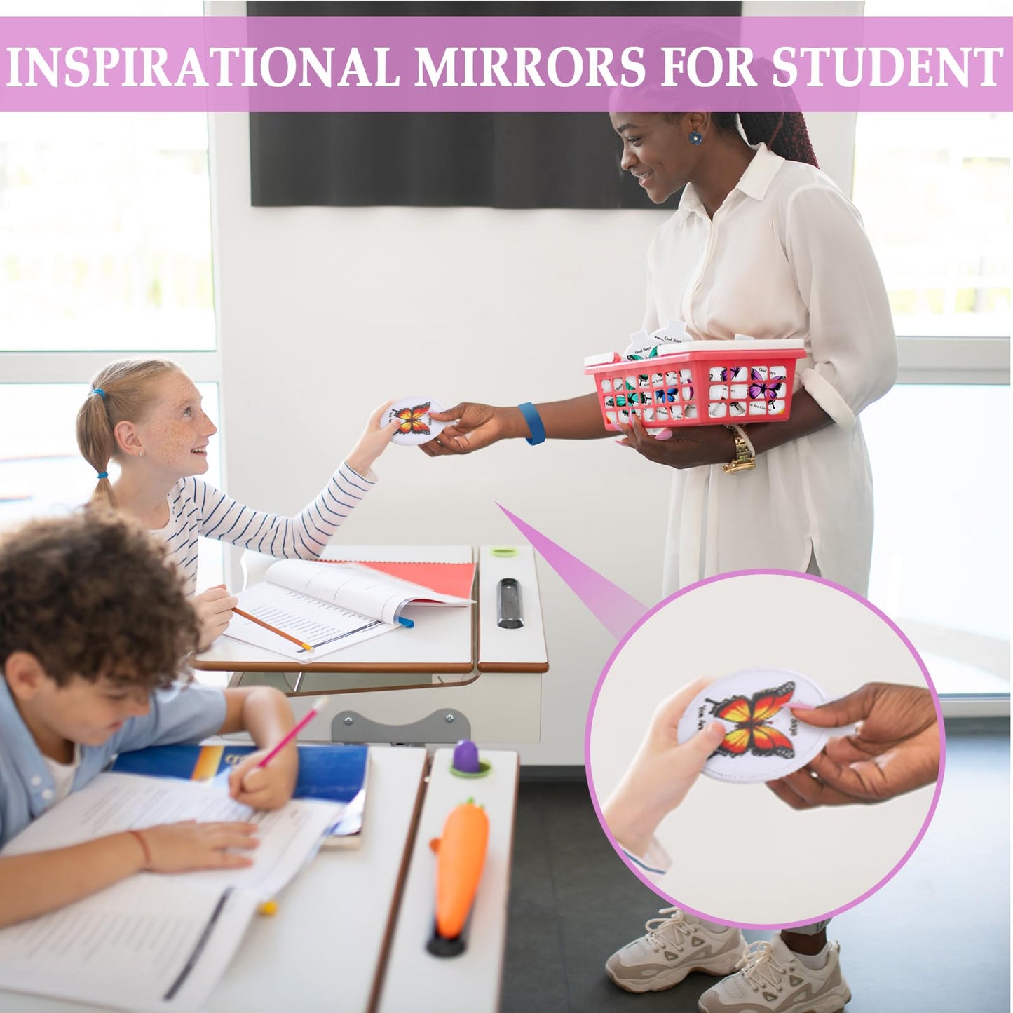 Geetery 24 Pcs Christian Compact Mirror Bulk Bible Inspirational Gifts Round Folding Boho Mini Pocket Butterfly Mirror for Women