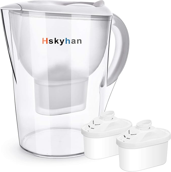 Water Filter Pitcher Alkaline - 3.5 Liters Improve PH, 2 Filters Included, BPA Free, 7 Stage Filteration System to Purifier, White