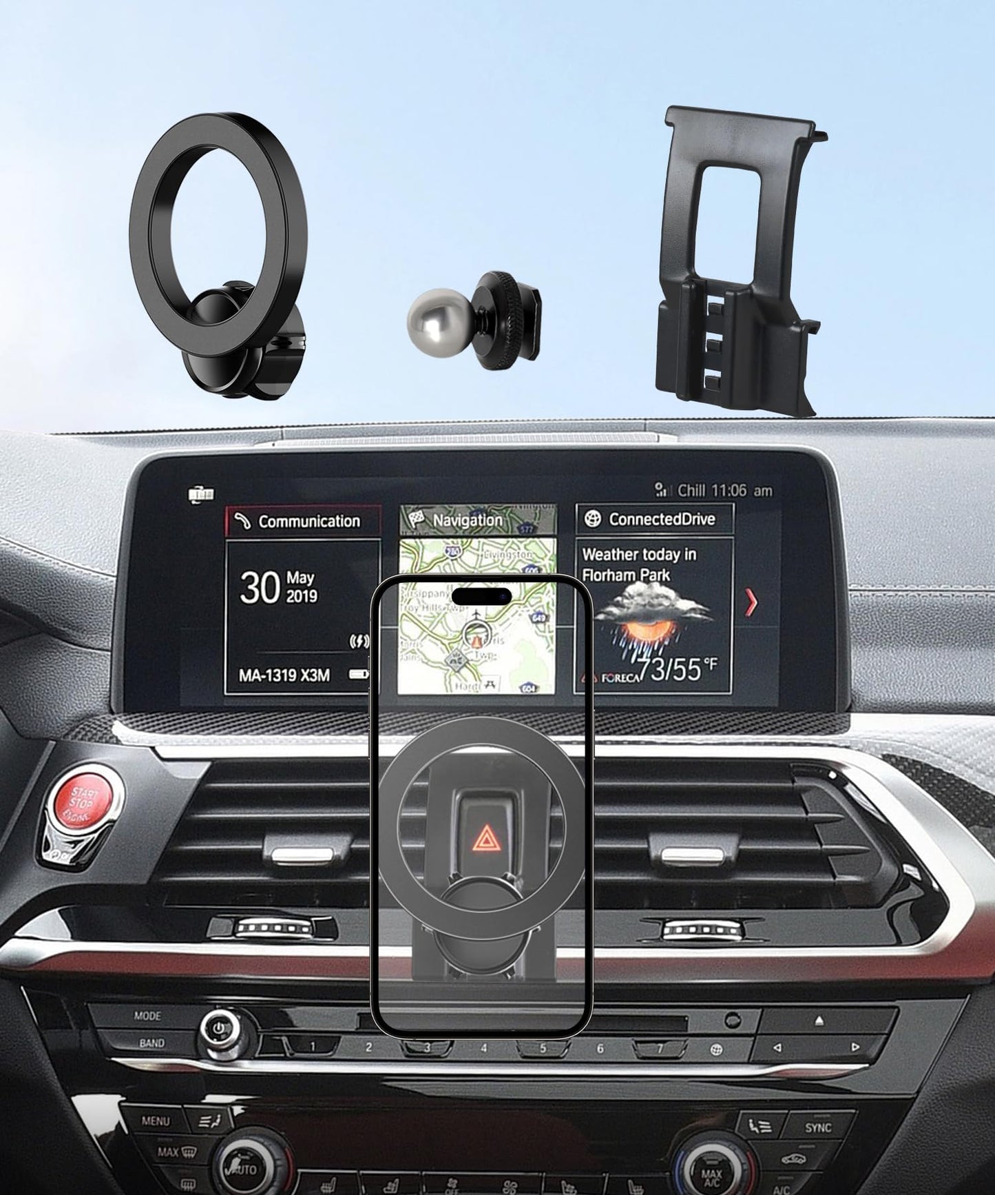 Maserweller Car Phone Holder For Bmw X3 2018-2021 Bmw X4 2019-2021 Accessories, 360 Rotation Phone Mount Compatible With Magsafe