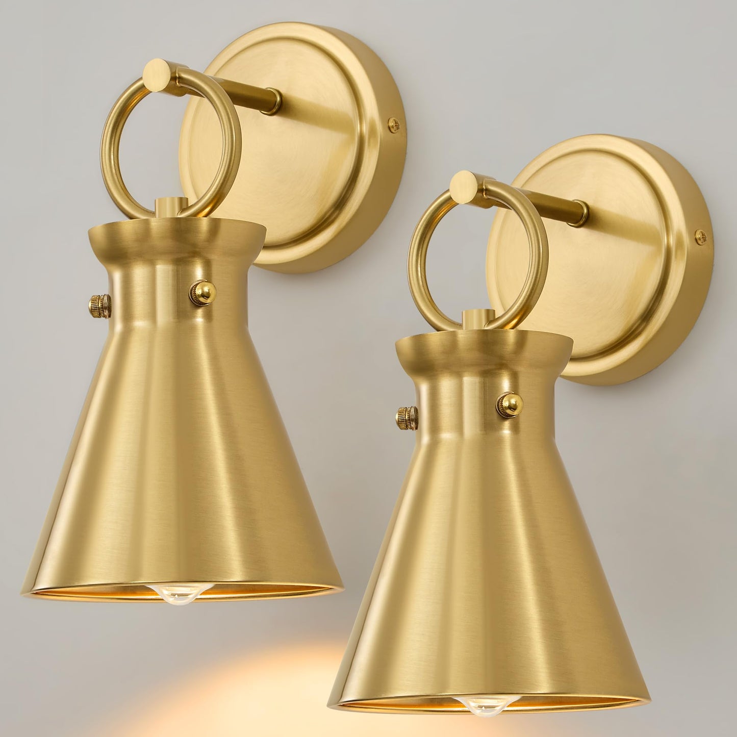 Gednbo Gold Wall Sconces For Bathroom  Modern Vanity Light Fixtures  Wall Mount Lighting Farmhouse Wall Lights With 6 Inch Metal Lampshade For Bedroom Living Room Mirror Kitchen (Gold Metal  2 Pack)