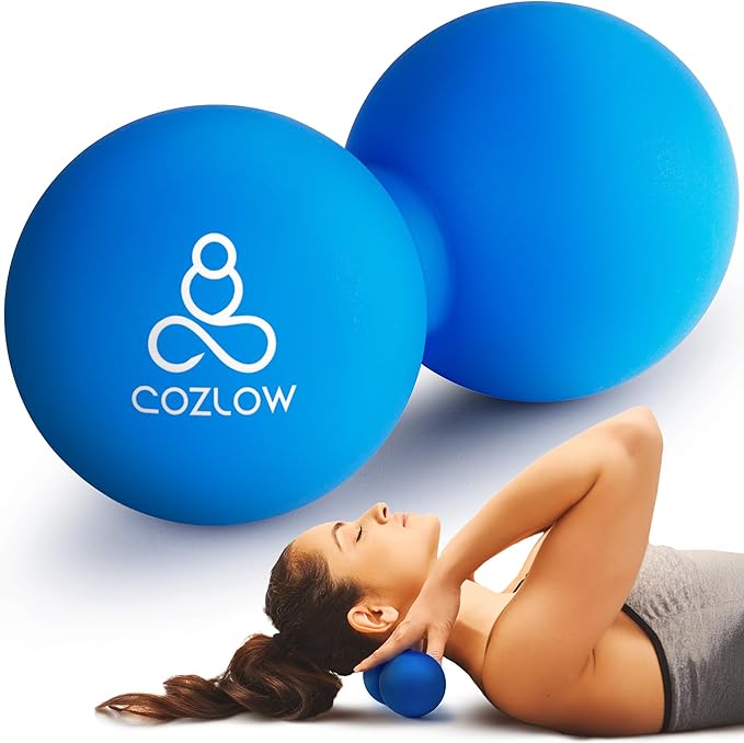 COZLOW Double Lacrosse Massage Ball - Cobalt Blue - Peanut Trigger Point Roller for Mobility, Deep Tissue Therapy, Myofasc...