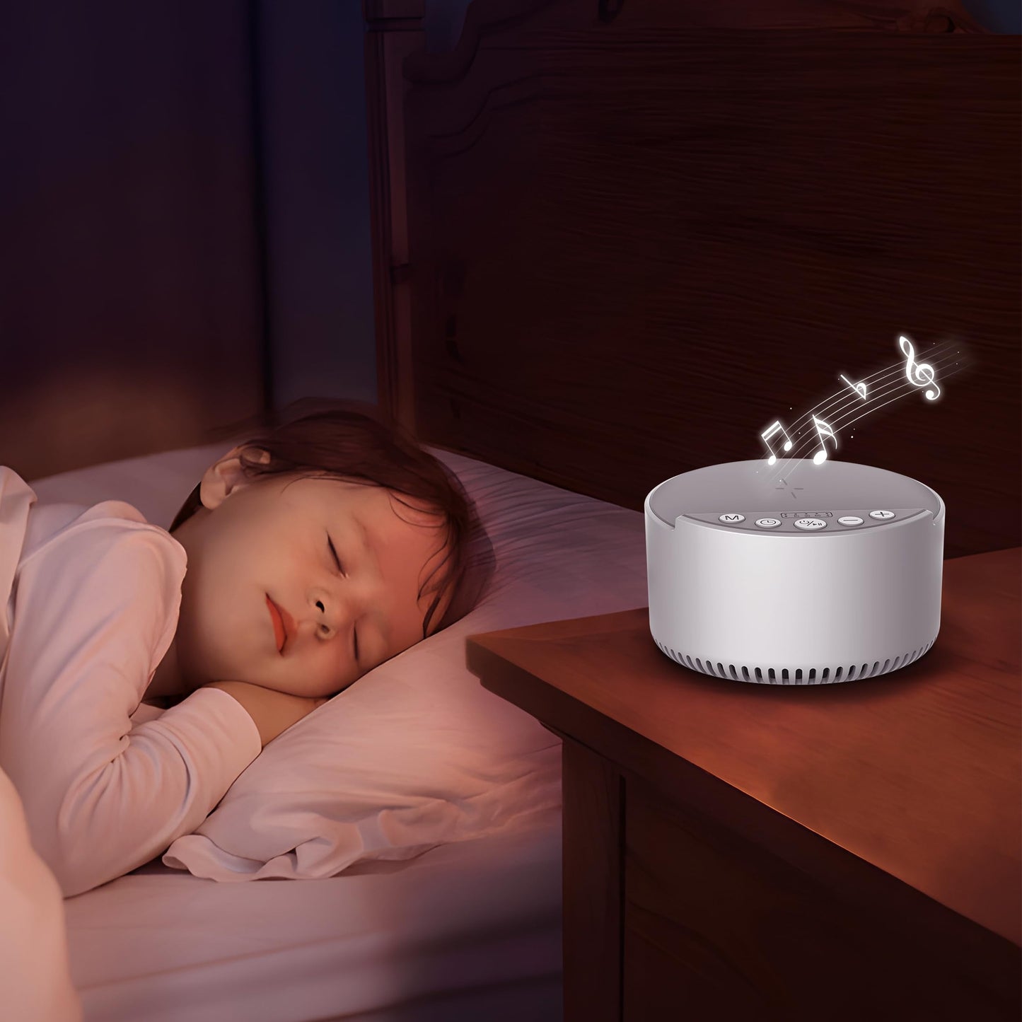 RORENSE Sound Machine with Wireless Charger&Speaker White Noise Machine with Memory Function,6 Soothing Sounds,3 Timers Modes for Baby Kids Adult & Home Office Travel