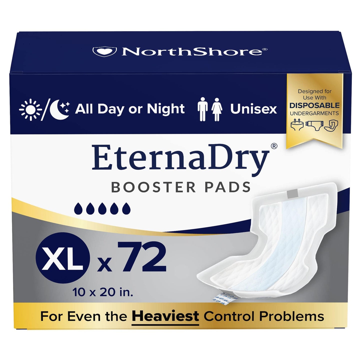 NorthShore Booster Pads for Men and Women with Adhesive, X-Large, Case/72 (6/12s)