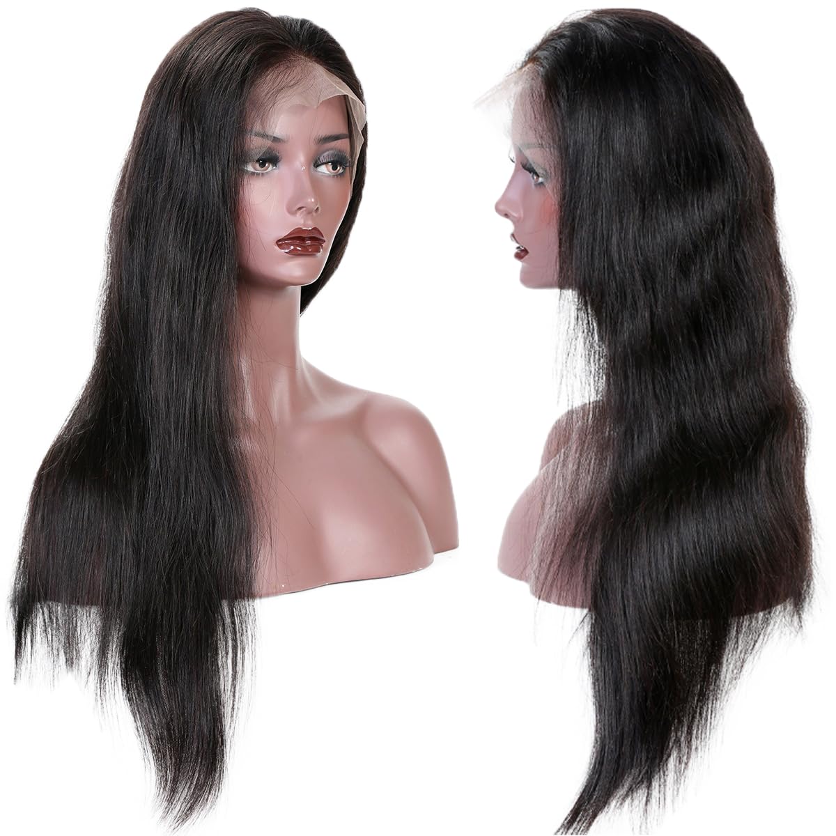KUN Glueless Human Hair Wigs for Black Women Straight Human Hair 360 Lace Wigs Pre Plucked Bleached Knots Lace Front Wig 150% De