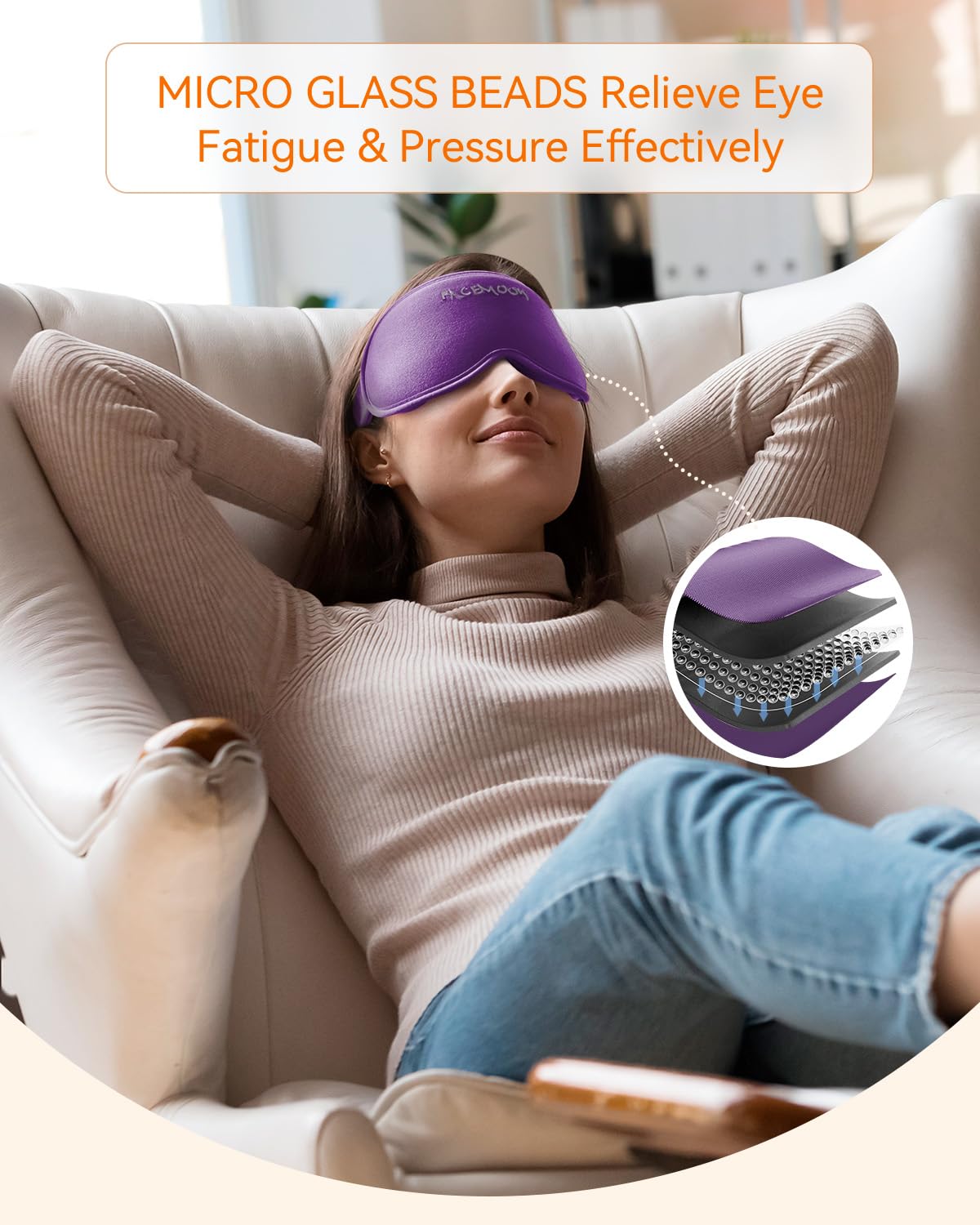 Blackout Eye Mask for Deep Sleep, 3D Weighted Sleep Mask for Women, Zero Pressure, Perfect for Airplane Travel, Meditation, Yoga, Postpartum Rest & Relaxation, Purple