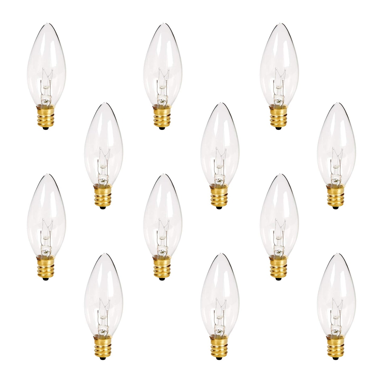 Holiday Joy Candelabra Replacement Bulbs - 7W, Clear Glass, E12 Base, 12 Pack