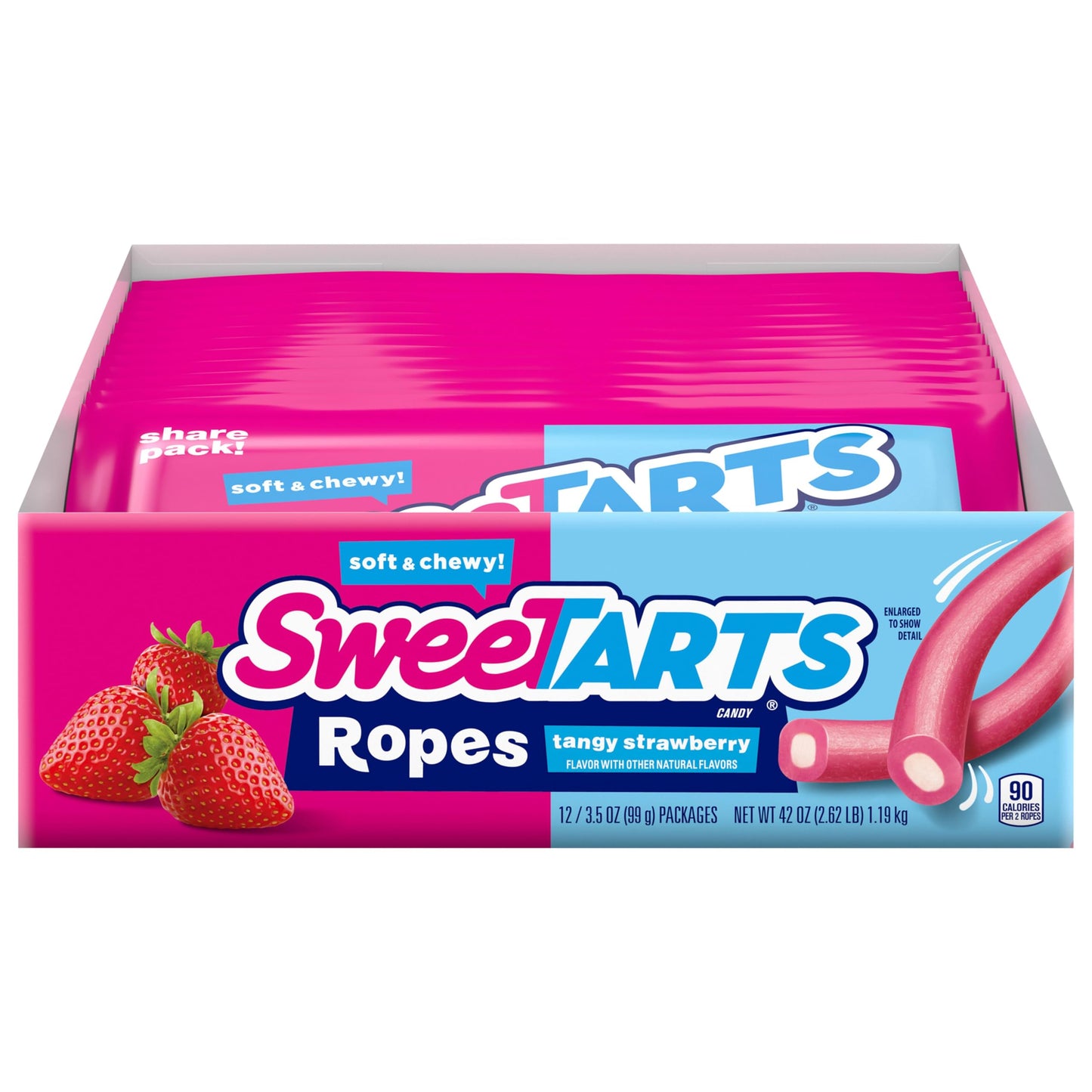SweeTARTS Ropes, Tangy Strawberry Flavor, 3.5 Ounce Pouches (Pack of 12)