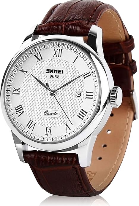 Mens Leather Band Quartz Watch, Men's Analog Business Working Roman Numeral Casual Waterproof Watches with Calendar Date D...