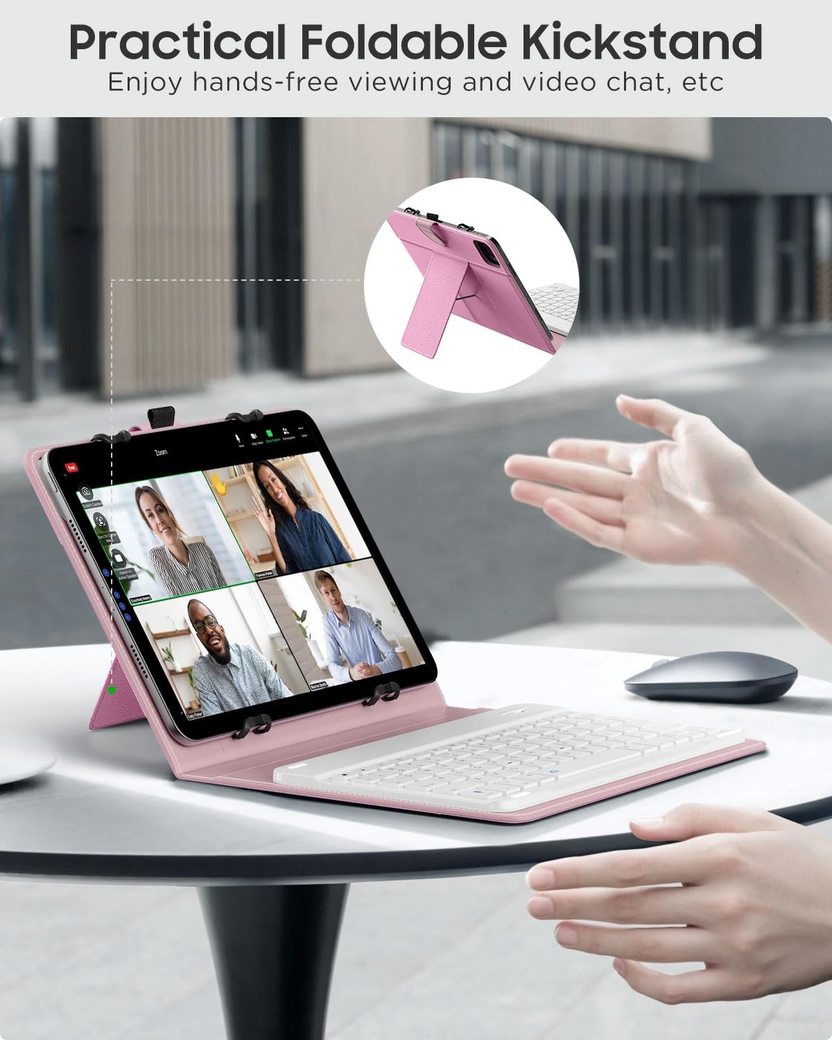 Moko Universal Tablet Case With Qwerty Keyboard For 9,9.7,10.1,10.2,10.4,10.5,10.9,11 Tablets, With Removable Wireless Bluetooth