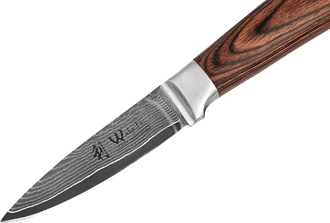 Wakoli EDIB Damascus Paring Knife – 3.2-Inch Small Kitchen Knife | Genuine 67-Layer Damascus Steel Blade with VG10 Core | Ergonomic Pakkawood Handle | Precision Cooking Knife in Gift Box